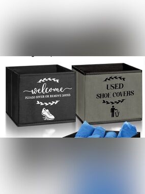 2-Piece Foldable Shoe Shoe Cover Holders Black and Gray